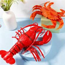 1pcsSimulation Red Lobster Crab Squeaky Toy, Soft Rubber Sea Creature Squeeze Fidget Toy, Stress Relief Prank Decompression Toy - Multicolor - View 7