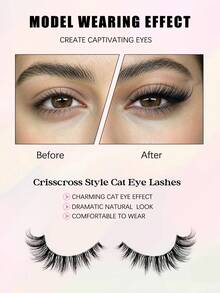 Asiteo 6 Pairs Wispy Cat Eye False Eyelashes, Natural Look Transparent Band Lashes,Kittern Eye,Eye Tail Elongation Lashes ,For Used Daily Makeup Extension Reusable,For Daily Life&Dating&Party, Makeup Use - Black - View 4