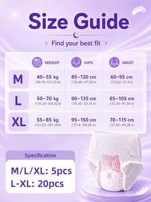 5/20pcs Sanitary Pads Pants, Overnight, Easy On/Off Design, Hook & Loop Closure, Quick Absorption, Ultra-Thin Soft Cotton, Suitable For Heavy Flow, Primarily For Night Use, Also Suitable For Daytime - Period Pants - No Need to Take Them Off - View 9