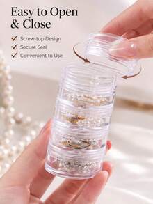 2/3pcs 5-Layer Exquisite Stackable Jewelry Storage Box, Ring Necklace Earring Anti-Oxidation Jewelry Box, Multi-Layer Portable Transparent Storage Box - Multicolor - View 6