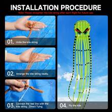 3D 8m Octopus Kite, 4-Color Large Animal Soft Kite, Outdoor Inflatable Adult Kite, Easy To Fly And Tear-Resistant, Holiday Gift, Suitable For Ages 14 And Up And Adults - 3D 8-meter Octopus Kite Black - View 2