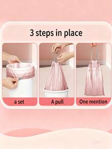 50 Pink Garbage Bags, Sturdy And Lightweight Disposable Kitchen Trash Bags Made From Durable Plastic, Suitable For Kitchens, Bathrooms, Home, And Household Items. Also Ideal For Home Christmas Decorations, Holiday Gifts,Non Tear Garbage Bag - Pink - View 6