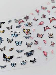 2pcs 3D Embossed Watercolor Butterfly Face Stickers, Waterproof Butterfly Face Decor Stickers; Suitable For Music Festivals, EDM Parties, Cosplay, Wedding Bridal Makeup - Multicolor - View 7