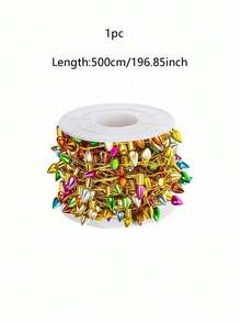 1pc 1/5M Christmas Plastic Decorative String Bead Chain, Miniature Plastic Imitation String Lights In Red, Blue, Green, Yellow, And Orange For Christmas Tree, New Year, DIY Craft Decor, Miniature Scene Decorations - Multicolor - View 8