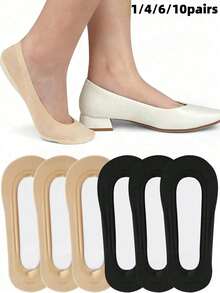Women's Ultra Low-Cut Invisible Socks, Non-Slip Nylon Foot Socks, Suitable For Flats, Loafers, High Heels, Daily Wear - Multicolor - View 6