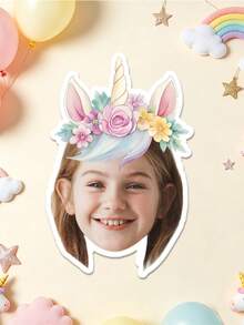 UNICCUT 24/48pcs Customized Unicorn Party Headbands With Photo Stickers, Personalized Face Photo Label Stickers, Birthday Party Decoration, Self-Adhesive - Multicolor - View 14
