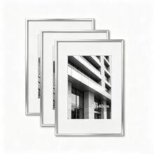 Mosearon 1pc/2pcs/3pcs/4pcs A3 Photo Frame, Classic Silver Rectangular 30x40cm Picture Frame, A4 Photo Frame, Poster Frame, No Mat, Suitable As Vacation Gift For Friends And Family, Can Be Hung Horizontally Or Vertically - Silver - View 2