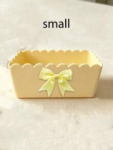 Cream Ribbon Bow Storage Box, Sweet Bow Cosmetic Storage Box, Stationery Organizer, Bedroom Storage Container, Student Desk Stationery Holder, Household Sundries Storage Basket, Office Desk Decor, Accessories Storage Box - Multicolor - View 16