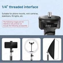 AXNEN 133cm/52.3" LED Ring Light Kit, 26cm/10" Rotating Fill Light, Flexible Phone Holder, Extendable Tripod, 3 Color Temperatures And 10 Brightness Levels, Suitable For Smartphone Live Streaming, Recording, Shooting, Photography, Makeup, Selfie - Black - View 5