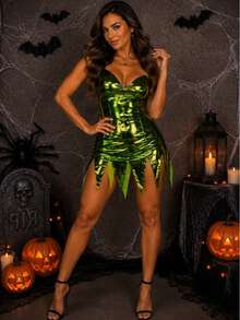Women Short Dresses - Green - View 2