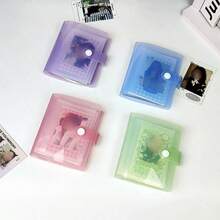 1件 3英吋相簿，可愛淺色透明相卡收納冊，小型貼紙本，DIY，雙面30頁，60格，附壓扣，PP材質，輕巧便攜，適合存放K-Pop相卡、照片、桌遊卡、身分證、信用卡、銀行卡等，卡片收納夾 - 無色 - 查看 1