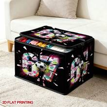 Graffiti Number 67 Football Broken Effect Print Squeezable Storage Box - Squeezable Storage Box With Zipper Flap, Foldable Box Suitable For Book Organization, Underbed Storage, Office And Home Organization, Squeezable Stress Relief Pattern Gift, For Underbed Storage - Multicolor - View 12