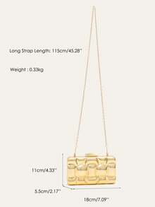 CEZIRA All-Gold Hard Shell Evening Clutch Bag, Fashionable Design, Premium Texture, Crossbody Phone Bag For Women, Suitable For Dinner, Cocktail Party, Wedding Occasions - Multicolor - View 5