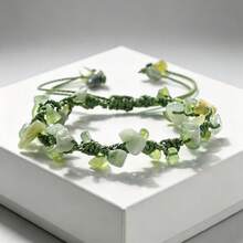 1Pc Boho Handmade Natural Crushed Crystal Bracelet Adjustable Summer Beach Dainty Stackable Bangle Wristband Jewelry Gift For Women - Multicolor - View 3