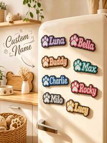 Ayotu Personalized Melted Bead Name Letter Fridge Magnet, Unique Name Letter Magnetic Sticker, Customizable Pet Name, Cute Paw-Shaped Pixel Art Design, Perler Bead Craft, Multiple Colors Available, Kitchen And Home Decor, Ideal Gift For Pet Lovers - Multicolor - View 5