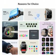 Blackview 男士智慧手錶,1.91 吋 TFT HD 螢幕,GPS、內建指南針、手電筒,藍牙通話功能,數百種運動模式,支援心率、血壓、血氧與睡眠監測,IP68 防水,禮品 - 查看 4