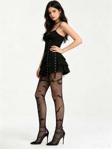 1Pair Bat Shape Fishnet Pantyhose Plus Size Sexy Cute Gothic Dark For Halloween Costume Women - Multicolor - View 4