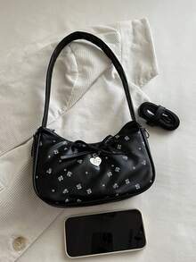 1PC Ditsy Floral Shoulder Bag, Casual Minimalist Elegant, Zipper Design, Adjustable Shoulder Strap, Suitable For Daily Outings, Travel, Can Easily Hold Daily Essentials, Versatile Item, Suitable For Various Styles And Occasions. - Multicolor - View 11