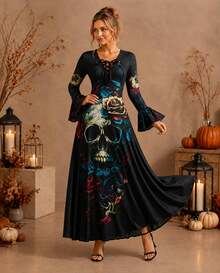 Women Maxi Dresses - Teal Blue - View 8
