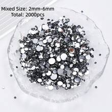 2mm-3mm-4mm-5mm-6mm Mixed Size 1440 Pieces/2000 Pieces/Pack Resin Rhinestone Color Non Heat Fixed Flat Back Adhesive Flash Foaming Rhinestone Jelly Beads For Mugs, Bottles, Rollers, Phone Cases, Handmade DIY Jewelry Accessories - Mixed Size - View 20