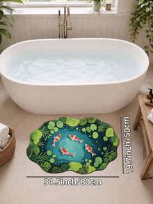 DAJIANG 1pc Lotus & Koi Fish Modern Carpet, Kitchen Rug, Hallway Rug, Bathroom Rug, Indoor/Outdoor Bedroom Hallway Living Room Bedside Floor Mat, Machine Washable Easy Clean Non-Slip Backing, Bathroom Autumn Decor Holiday Rug - Multicolor - View 13