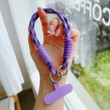 High-Value Minimalist Dopamine Woven Striped Colorblock Personalized Double Buckle Cup Rope Short Wrist Strap Suitable For All Phone Clip-On Hand Strap CCD Camera Phone Case Lanyard Multicolor Double Silver Buckle Short Thick Durable Detachable Hanging Chain Outdoor Sports Phone Case Clip-On Pendant Versatile Anti-Lost Wrist Woven Rope - Multicolor - View 14