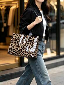10pcs Vintage Leopard Print Gift Bags With Handles, Foldable And Reusable, Premium Leopard Pattern, Suitable For Retail Stores And Events, Large Capacity Storage, Gift Packaging, Simple And Elegant Design - Multicolor - View 7