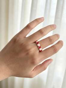 1 buah cincin berbentuk hati yang dapat disesuaikan, cocok untuk dipakai sehari-hari oleh anak perempuan. - MultiWarna - View 5