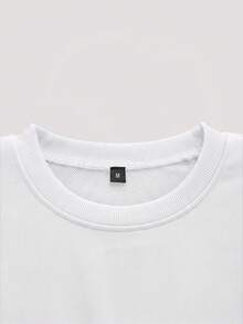 Whitmere Men Solid Drop Shoulder Sweatshirt, For Fall, Long Sleeve Top - White - View 4