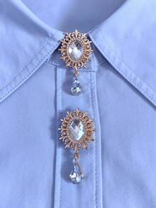 1pc/2pcs Elegant Button Covers, No-Sew Shirt Button Covers, Decorative Buttons, Fashion Crystal Cufflinks Covers - Gold - View 5