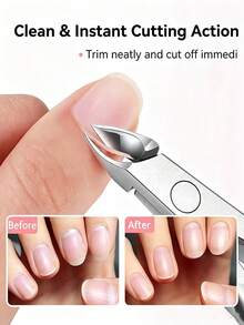 UR SUGAR 1Pc Stainless Steel Dead Skin Cuticle Nipper, Slanted Sharp Blade Nail Clipper, Pedicure & Manicure Trimming Tool For Foot Nail Cuticle Remover Accessory - Silver - View 5