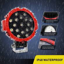 1Pc Led Light Bar 7" 51w 5100LM Red Round Spot LED Light Pod Off Road Fog Driving Roof Bar Bumper For Truck ATV UTV SUV - Flatbread - View 3