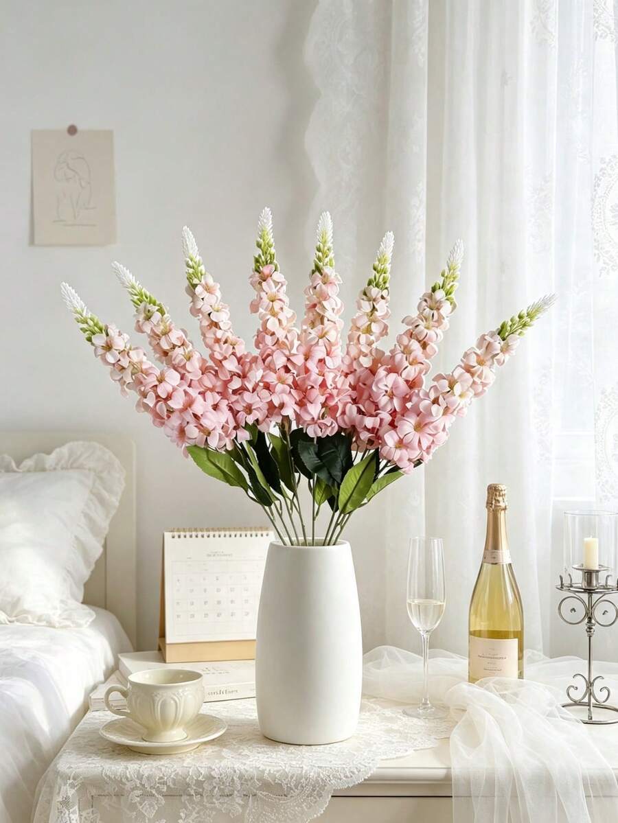 1/6 piezas de flores artificiales de jacinto azul claro con textura realista, adecuadas para bodas, decoración del hogar, decoraciones de mesa, jardines, hoteles, cocinas, chimeneas, decoraciones de jarrones y suministros para fiestas - Rosa - Ver 1
