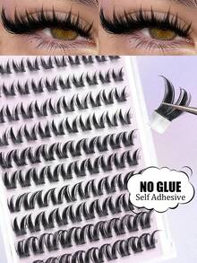100pcs Self-Adhesive False Eyelashes, Fluffy And Soft, Self-Adhesive DIY Eyelash Growth Product, Natural Extension, Suitable For Home Eyelash Growth Use, Eyelashes, False Eyelashes, Self-Adhesive Eyelashes - D - View 2