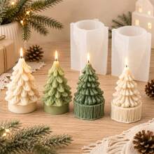 1/2PCS Christmas Tree Candle Mold, 3D Xmas Tree Candle Making Silicone Molds For DIY Scented Candle Plaster Handmade Holiday Decor, Christmas Gifts - Xmas Tree - View 6