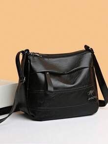 1pc Fashionable Retro Solid Color Soft Multi-Layer Crossbody Bag, Portable And Lightweight, Adjustable Shoulder Strap, Versatile Shoulder Bag For Shopping - Multi-color - View 10