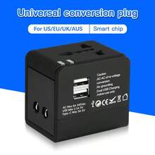 Upgraded Travel Adapter, Portable Global All-In-One Universal Travel Adapter, Power Converter, Wall Charger With Dual USB A/C Charging Ports, Suitable For USA, EU, UK, Australia, Travel Essential, Compact And Portable, Square Design - Black - View 7