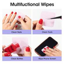 1200/600/5pcs Lint-Free Nail Cleaning Wipes, Gel Nail Polish Remover Pads, UV Gel Cleaning Wipes, Nail Polish Remover Wipes, Lint-Free Nail Polish Remover Pads, Pink Nail Cleaning Wipes, Bottle Neck Cleaning Pads, Eyelash Glue Remover Wipes, Nail Art Pads, Nail Art Magic Wipes, Super Absorbent Soft Non-Woven Fabric, Eyelash Extension Glue Cleaning, Nail Care, Nail Salon Supplies, Nail Art Tools, Home Nail Kit Accessories - Multicolor - View 3