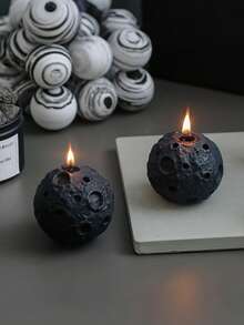 1PC Moon Aromatherapy Candle High-End Creative Ornaments Souvenirs Ball-Shaped Scented Candle Aromatherapy Gift Box Halloween,Spooky,Autumn,Festival,Holiday ,Winter,Holiday,Festival,Room Decor,Gifts Birthday Graduation - Black - View 2