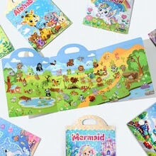 Reusable Sticker Book For Toddlers, Portable Handle Travel Activity Busy Board Toy, Ages 3-6, Transportation, Unicorn, Mermaid, Letters, Ocean & Zoo Scene Removable Restickable Activity, Suitable For Airplane, Car Travel, Birthday Gift, Holiday Gift - Multicolor - View 7