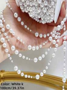 [Jewelry Making Accessories]100cm/39.37in Faux Pearl Chain, Suitable For Handmade Necklace, Bracelet, Pendant Making, Jewelry DIY Pearl Chain Making Accessories Wholesale - Multicolor - View 15