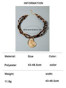 1pc+2pcs/ Personalized Fabric Polyester Leopard Print Cross Vortex Starfish Pendant Necklace, Suitable For Women's Daily Vintage Outfit Jewelry Gift - Multicolor - View 16