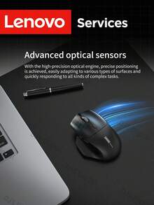 Lenovo Mouse Nirkabel, Mouse Isi Ulang Mode Ganda, Koneksi 2.4G/BT, Mouse Gaming Ergonomis, Bahan Ramah Kulit, Genggaman Nyaman, Serbaguna untuk Kantor, Rumah, Gaming, Kompatibel dengan Berbagai Perangkat, Daya Tahan Baterai Lama - Hitam - View 6