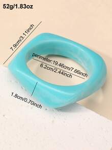 1pc/4pcs Girls Asymmetrical Wide Cuff Bracelet, Macaron Colorful Resin & Metal Mixed Geometric Open Bangle Accessory - Multicolor - View 5