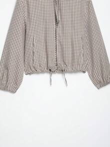 Liorin Autumn New Women's European And American Style Fashion Minimalist Versatile Plaid Hooded Jacket - Lattice - View 5