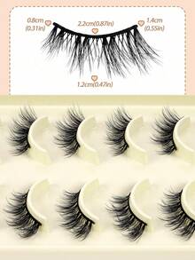 10/20 Pairs Half-Eye Natural Thick False Eyelashes, Voluminous Curly Long Style, Suitable For Party, Manga Style, Travel Essential, Outer Corner Extended False Eyelash Strip - Black - View 7