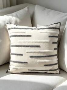 1pc Striped Pattern Tufted Cushion Cover, Minimalist Throw Pillow Case, Without Pillow Insert, Suitable For Sofa, Living Room - Multicolor - View 6