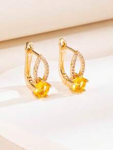 1 Pair Elegant High-End Hollow Teardrop Zirconia Ear Cuffs Hoop Earrings For Women, Multi-Color Versatile For Party, Banquet, Date - Earrings - View 20