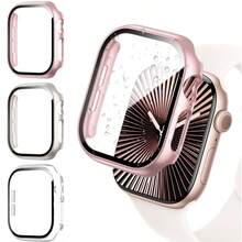 2 Rose Gold + 1 Transparent Watch Case Film, Compatible With Apple Watch 4/5/6/7/8/9/10/11, Full Coverage, Anti-Scratch, Built-In Tempered Glass - 2 Rose Gold + 1 Clear Watch Case Film - View 2