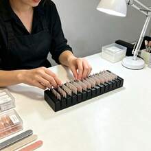 1pc Minimalist Rectangular Fake Nail Storage Rack, Multi-Slot Nail Art Display Board Support Base, Wedding Photo Card Storage Base, Nail Color Card Display Rack, Suitable For Salon - Multicolor - View 5